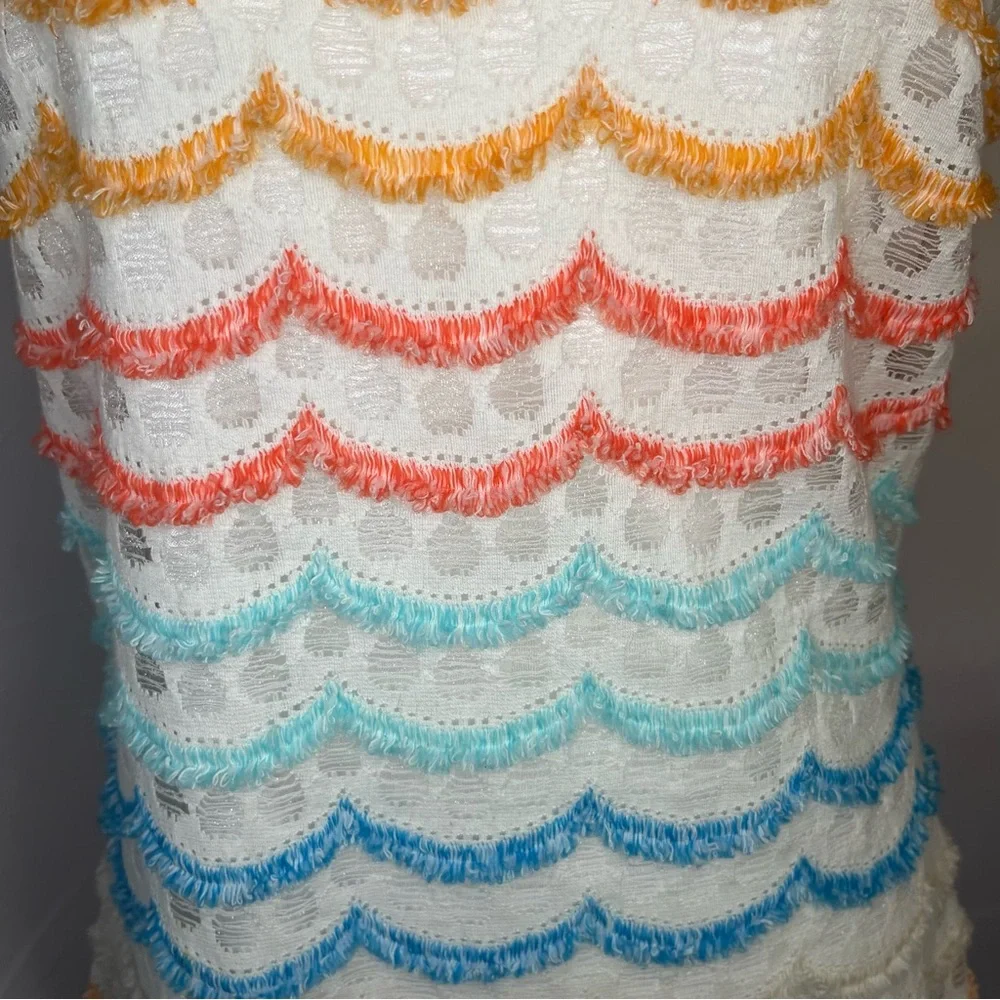 Antonio Melani Sleeveless sheath dress Rainbow scalloped fringe and lace‎ Size 6 - Picture 4 of 8